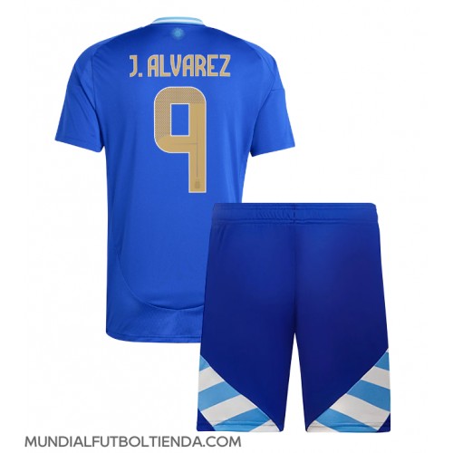 Camiseta Argentina Julian Alvarez #9 Segunda Equipación Replica Copa America 2024 para niños mangas cortas (+ Pantalones cortos)